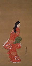 振り返る美人